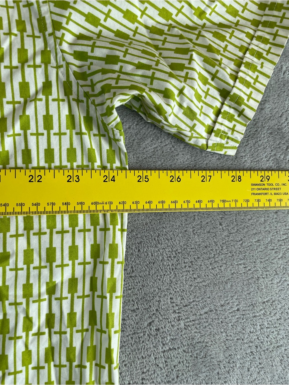 Ben Sherman Retro Art Deco Mens XL (4) Short Sleeved Button Shirt Green Cotton - Picture 8 of 9